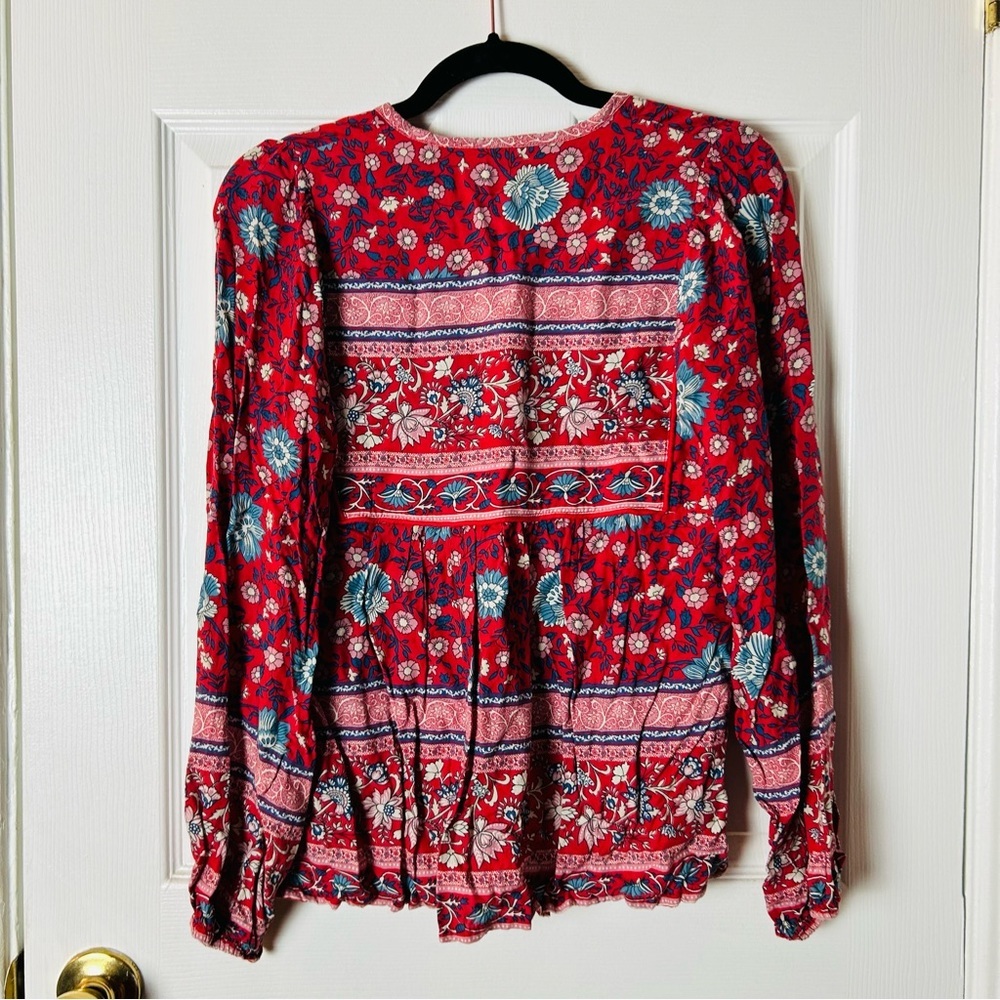 Euc Spell Folk Town Blouse Wine Xs - image 7